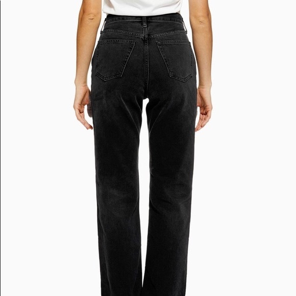 TOPSHOP Moto Black New Boyfriend Mid Rise Loose Fit Jeans Size W26 L32 NWT - Picture 3 of 12